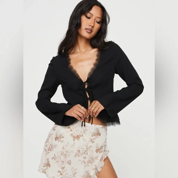 Princess Polly Black Hagner Long Sleeve Top - Picture 2 of 8